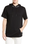 Karl Lagerfeld Short Sleeve Hoodie With Logo At Neck In Black