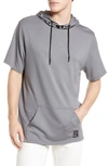 Karl Lagerfeld Short Sleeve Hoodie With Logo At Neck In Gray