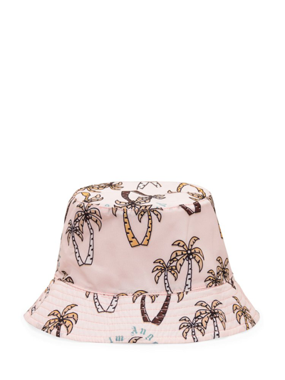 Palm Angels Kids' All-over Palm Bucket Hat In Multi