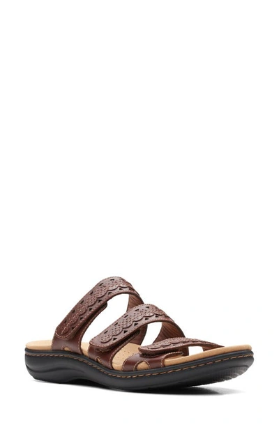 Clarks Laurieann Bella Womens Leather Cushioned Footbed Slide Sandals In Brown