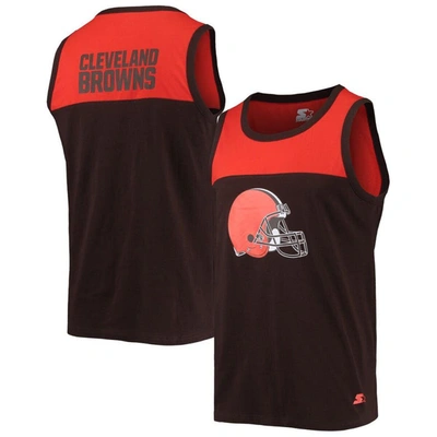 Starter Brown/orange Cleveland Browns Team Touchdown Fashion Tank Top