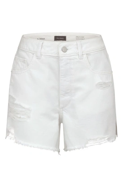 Dl1961 Emilie Ripped High Waist Denim Shorts In White Distressed