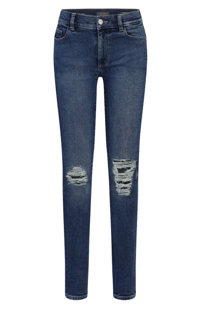 Dl1961 Florence Instasculpt Ankle Skinny Jeans In Blue Nova Distressed