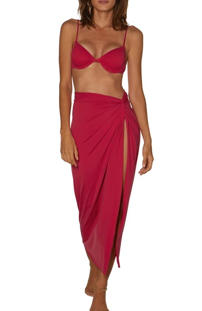 Vix Swimwear Karen Cover-up Midi Skirt In Cherry