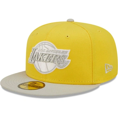 New Era Yellow/gray Los Angeles Lakers Color Pack 59fifty Fitted Hat