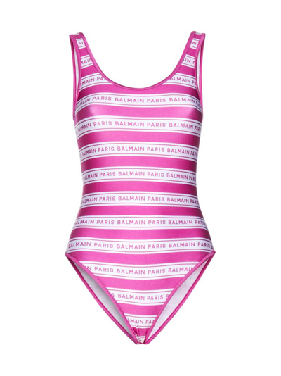 Balmain Olimpionic Stripe One-piece Swimsuit In New