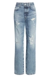 Ag Alexxis Distressed Straight-leg Jeans - Biodegradable Dye In Breeze