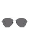 Givenchy 56mm Aviator Sunglasses In White / Smoke