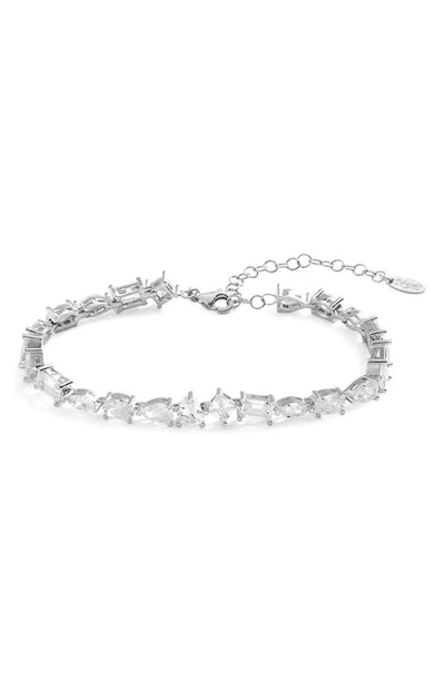 Shymi Multi Shape Cubic Zirconia Tennis Bracelet In Silver