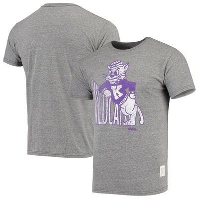 Retro Brand Original  Heathered Gray Kansas State Wildcats Vintage Logo Tri-blend T-shirt