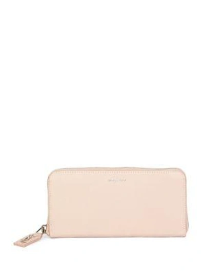 Saint Laurent Rive Gauche Zip Continental Leather Wallet In Pink