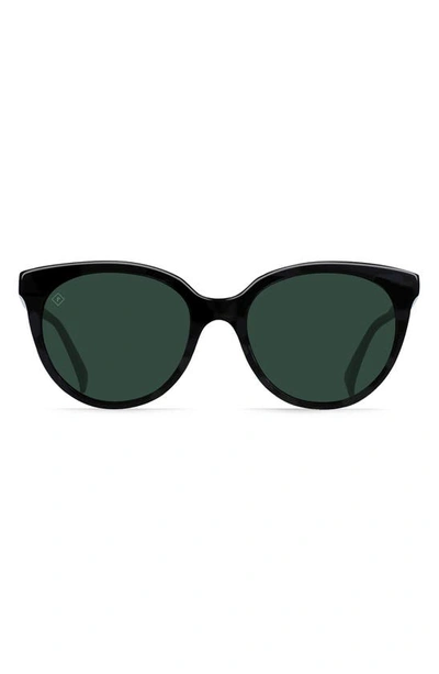 Raen Lily 54mm Cateye Sunglasses In Crystal Black / Green Polar