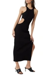 French Connection Rasha Cutout Detail Body-con Stretch Cotton Dress In Black