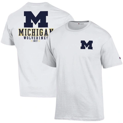 Champion White Michigan Wolverines Stack 2-hit T-shirt