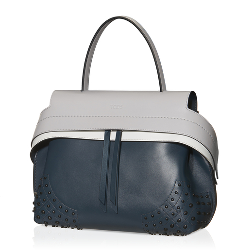 Tod's Wave Small Leather Tote In Grey-white-petrol Llue | ModeSens
