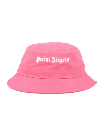 Palm Angels Logo-embroidered Bucket Hat In Pink