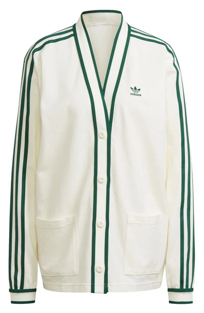 Adidas Originals Cotton Piqué Cardigan In Off White