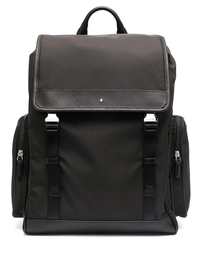 Montblanc Sartorial Jet Cross-grain Leather-trimmed Nylon Backpack In Black