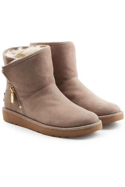 Ugg Marice Suede Boots With Zipped Side And Shearling In Grey | ModeSens