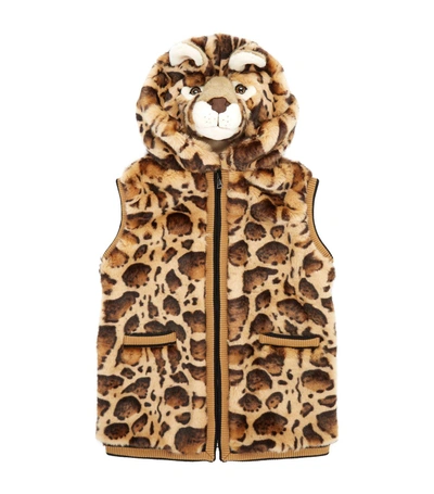Dolce & Gabbana Faux Fur Leopard Gilet In Multi