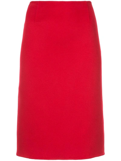 Ralph Lauren Fitted Midi Skirt In Red