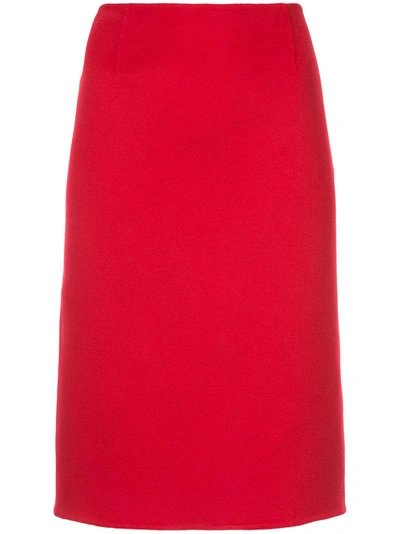 Polo Ralph Lauren Fitted Midi Skirt In Red