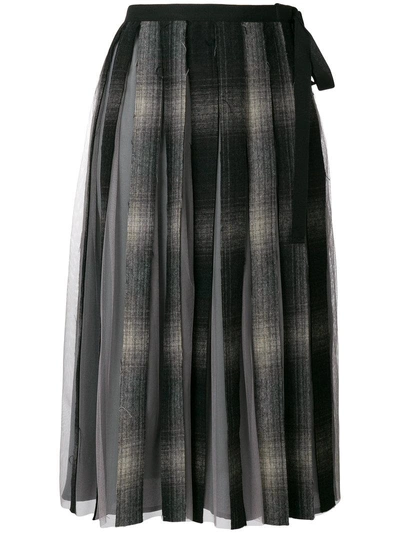 Antonio Marras Checked Pleated Skirt In Brown