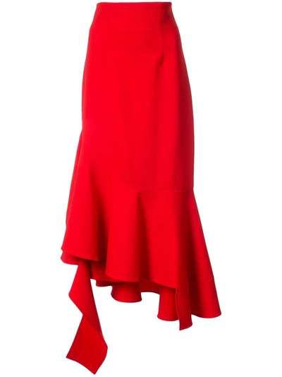 Monse Red Asymmetric Midi Skirt