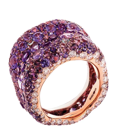 Fabergé Women's Emotion 18k Rose Gold, Purple Multi-stone & Diamond Grande Ring