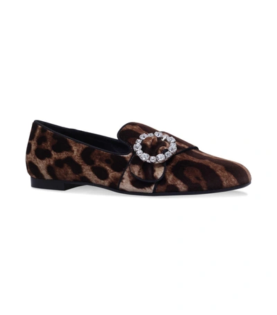 Dolce & Gabbana Pantofola Embellished Buckle Loafers In Brown