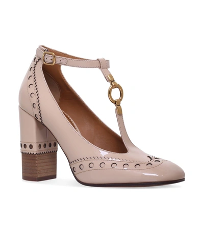 Chloé Perry T-bar Pumps 95 In Beige