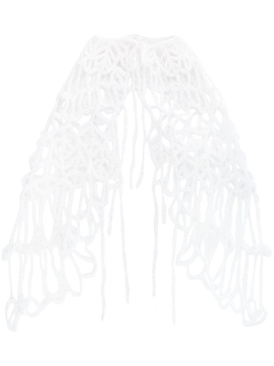 Ann Demeulemeester Knitted Shawl In White