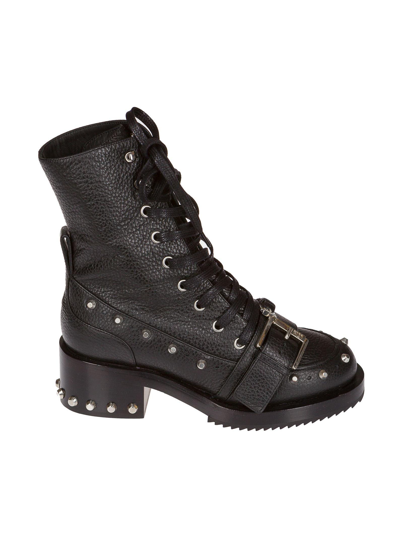 N°21 N 21 Stud Detail Biker Boots In Black ModeSens