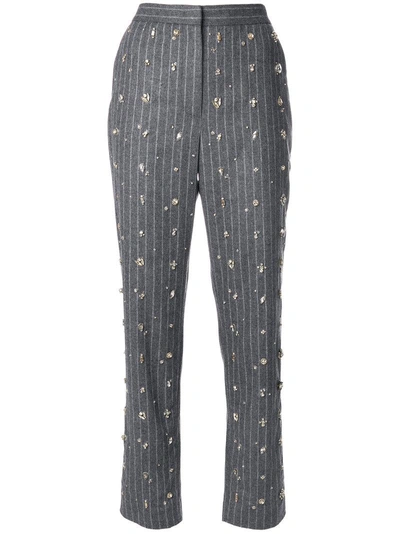 Msgm Embellished Pinstripe Suit Trousers - Grey