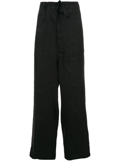 Ann Demeulemeester Wide Leg Wool Trousers In Black