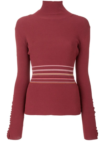 Roksanda Frilled Striped Turtleneck Sweater
