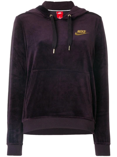 Nike Velour Logo Embroidered Hoodie