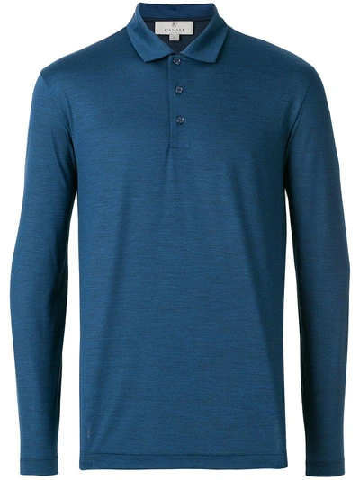 Canali Long-sleeved Polo Top - Blue