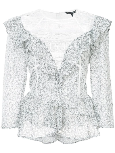Marissa Webb Ruffled Lace Blouse - Grey In Grey