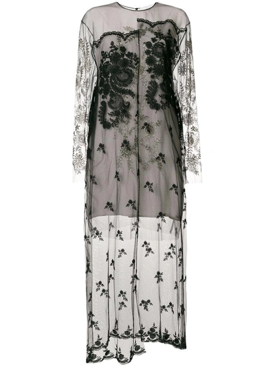 Stella Mccartney Embellished Sheer Lace Dress In Black