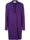 Harris Wharf London Concealed Single-breasted Coat In Purple