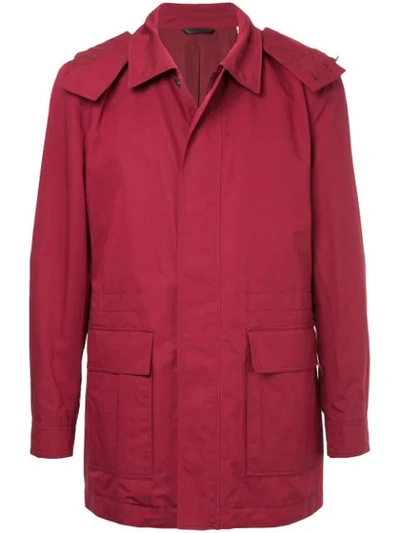Gieves & Hawkes Zip Up Coat In Red
