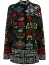 Alexander Mcqueen Floral Cross Stitch Wool Knit Cape In Black