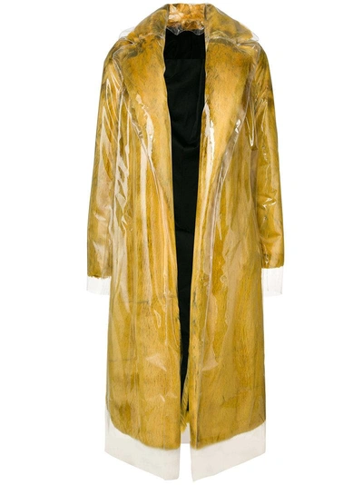 Calvin Klein Layered Furry Detail Coat In Yellow/orange
