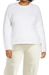 Vince Pebbled Organic Cotton Blend Crewneck Sweater In Optic White