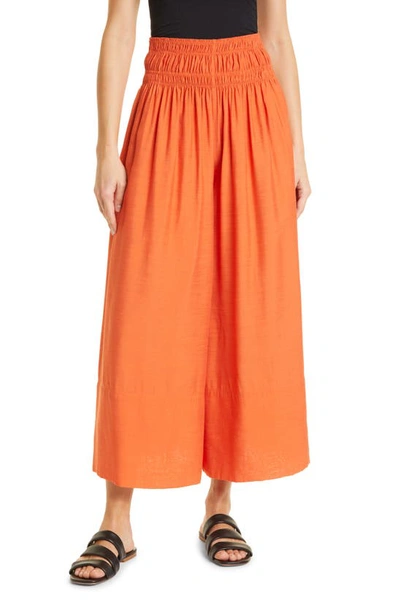 Vince Smock Waist Cotton Culottes In Burnt Orchid