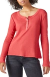 Lucky Brand Rib Cotton Henley In Chili Pepper