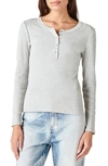 Lucky Brand Rib Cotton Henley In Heather Grey