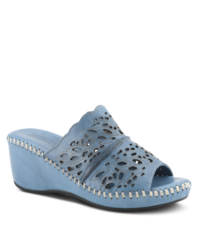 Spring Step Women's Khyahey Wedge Slides Women's Shoes In Blue