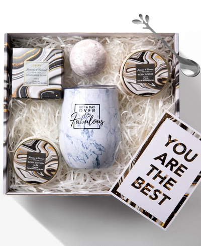 Lovery Wine Tumbler Spa Gift Basket, Personalized Gifts, Jasmine Coconut Bath And Body Care Set, 8 Piece